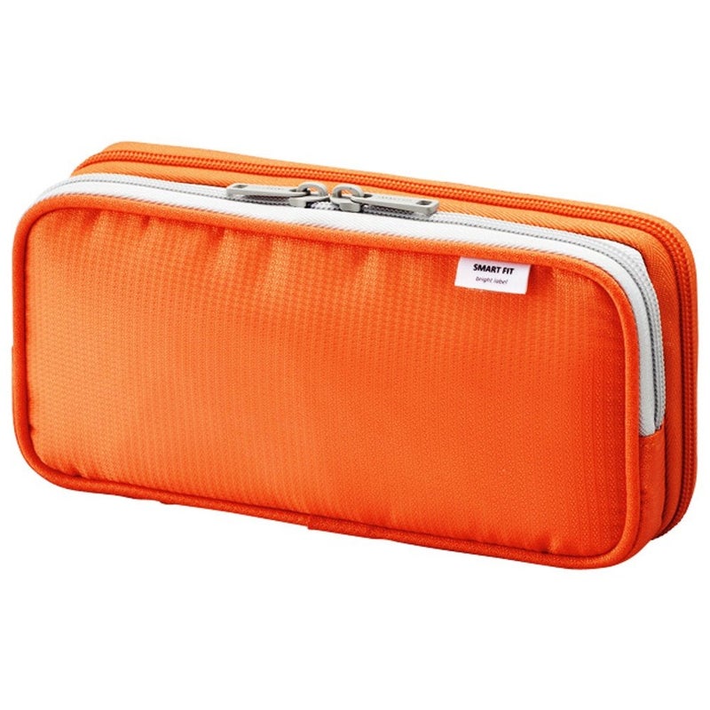 LIHIT LAB Double Pen Case, Large, 4.1 x 8.7", Orange (A7661-4) - Image 1